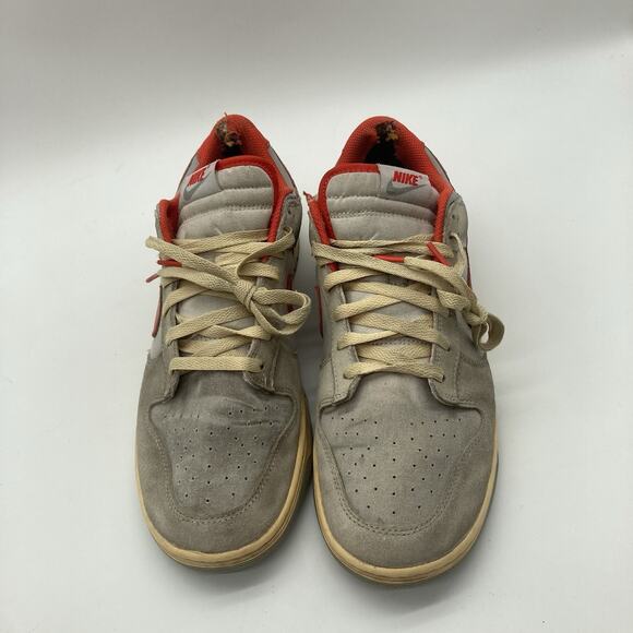 Mens Size 11.5 Nike Dunk Low Sail Light Smoke Grey Picante Red Skate Sneakers - Picture 3 of 10